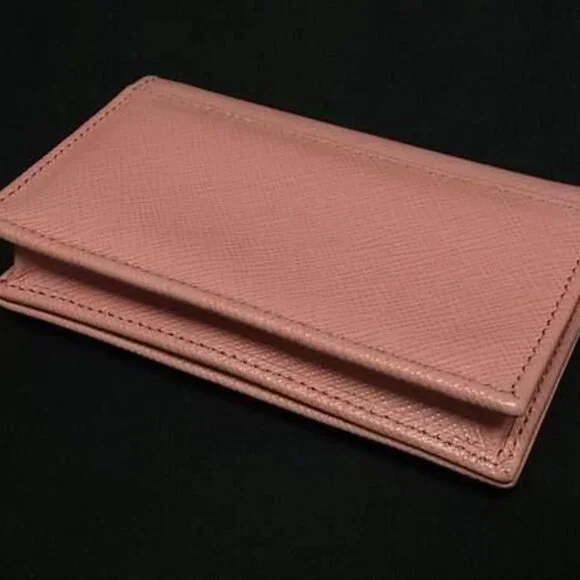 Prada Card Case Business Card Holder 1 Mc122 Petalo Pink Saffiano Leather - Picture 3 of 7